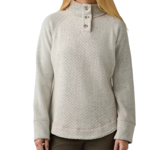 Prana Frozen Falls Sweater – Elegant Cream/Pebble High-Collar Knit Medium